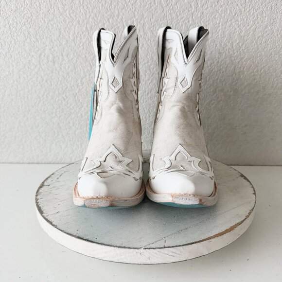 Lane CHASE THE WIND Womens Cowboy Bootie 9.5 Western Short White Cowgirl Boots - Picture 5 of 11